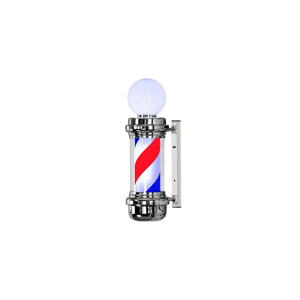 DITA Barber Pole Silver BP- 02 98cm | LED Rotating Classic Barbershop Sign