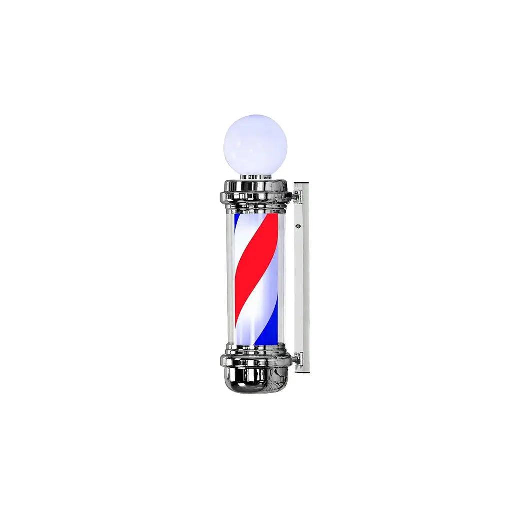DITA Barber Pole Silver BP- 07 98cm | LED Rotating Classic Barbershop Sign