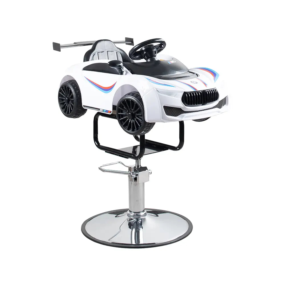 Children Barber Chair FR- 33007 White | Kids Salon Chair with Steering Wheel