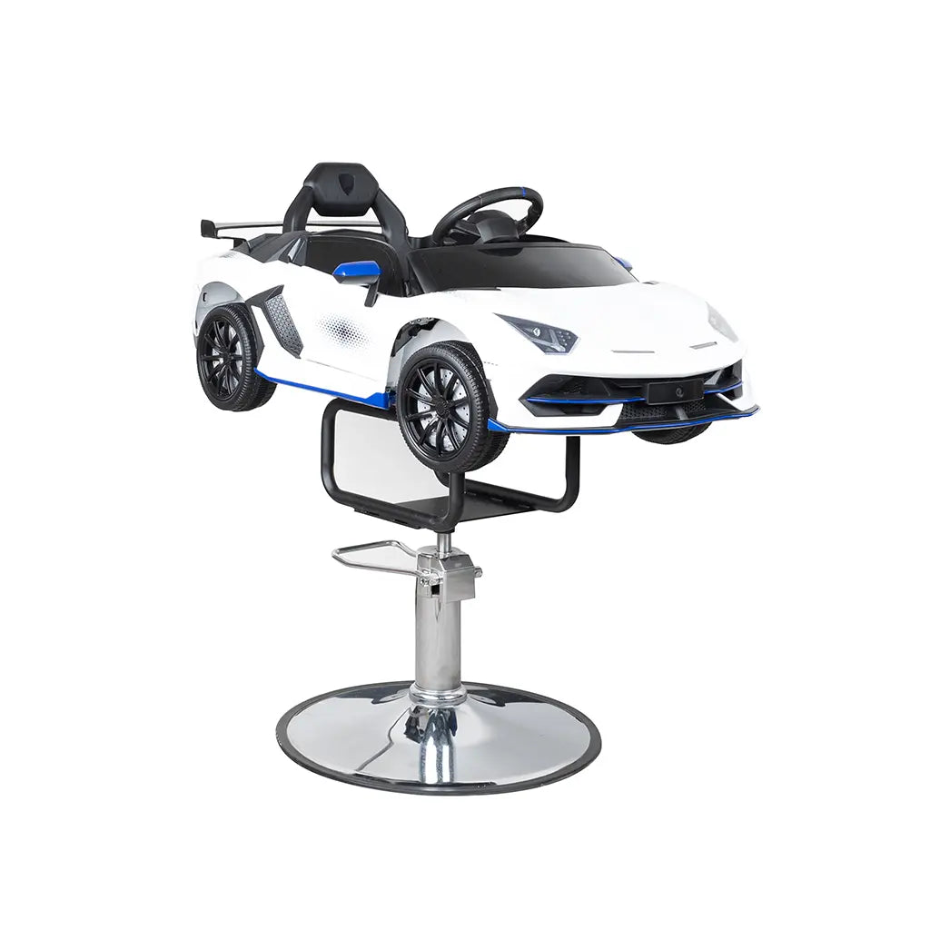 Children Barber Chair FR- 33011-WT Madrid White | Kids Salon Chair with Car Design