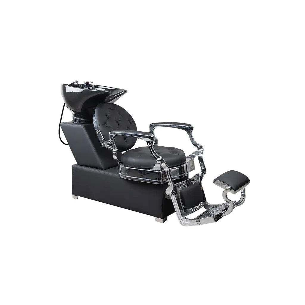 Shampoo Chair Istanbul | FR- 78025 Silver Chrome Frame | Black (004)