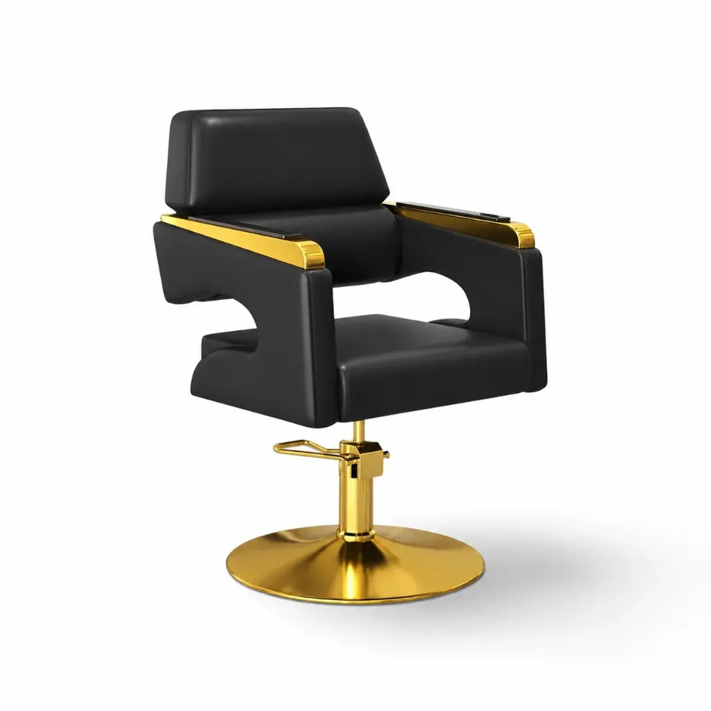 Salon Chair Abbotsford FR- 88075-C6 | Gold Frame | Leather Black (004)