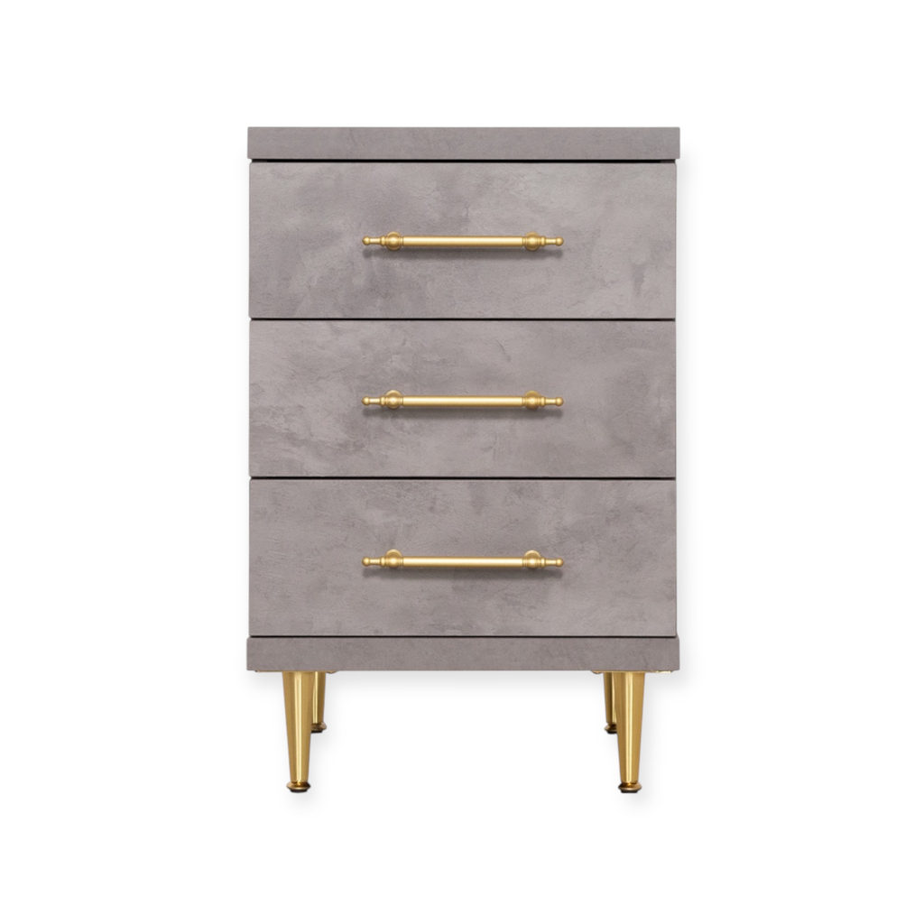 Cabinet ST-19 | 3-Drawer Storage Unit with Elegant Gold Accents | Colour 128-2