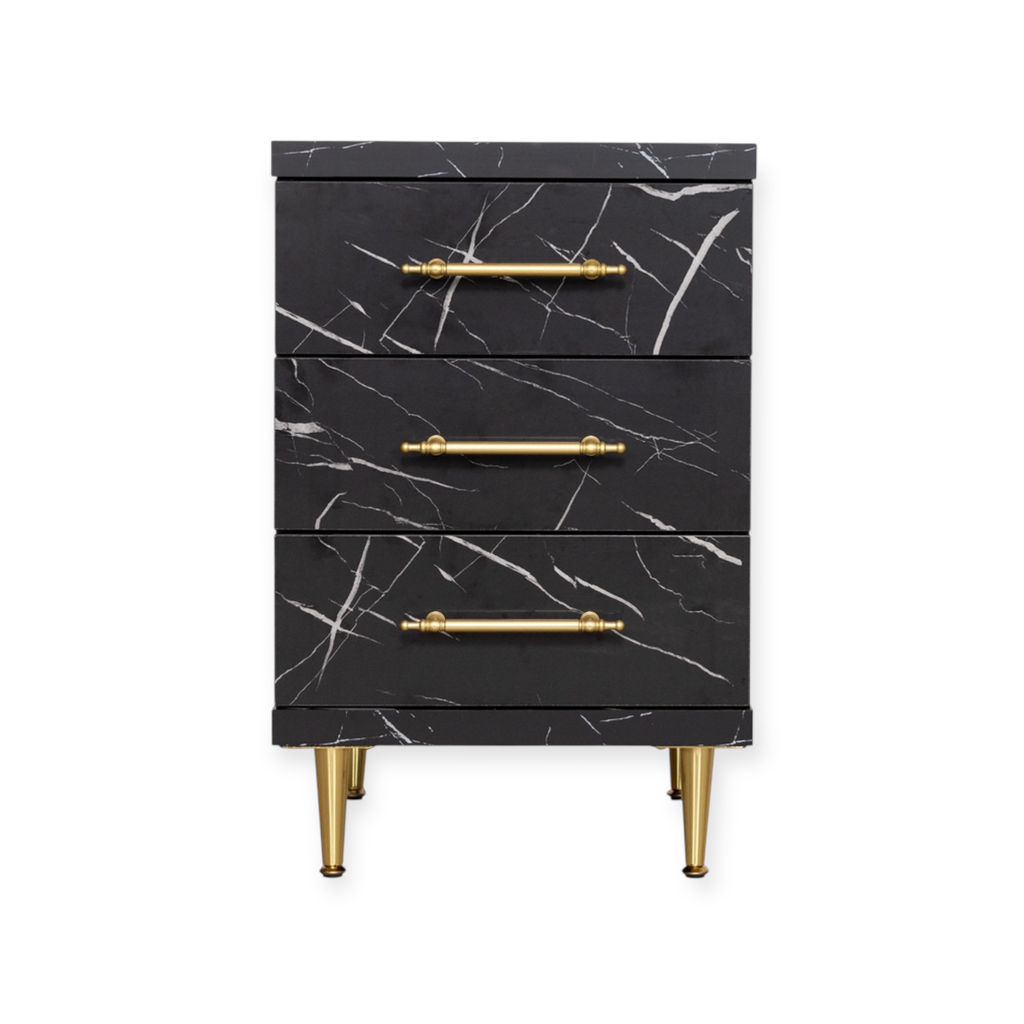 Cabinet ST-19 | 3-Drawer Storage Unit with Elegant Gold Accents | Colour 730