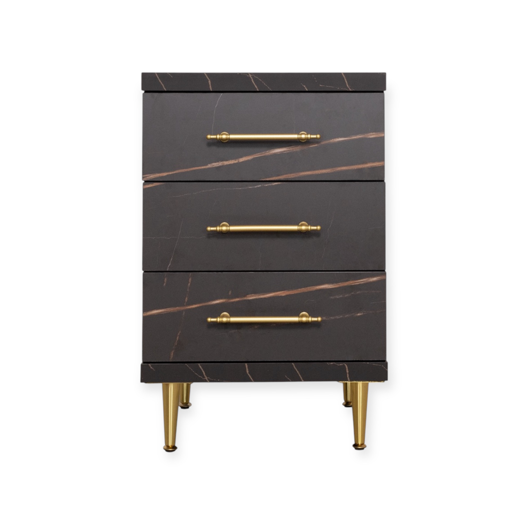 Cabinet ST-19 | Colour 8033-1 | 3-Drawer Storage Unit with Gold Accents