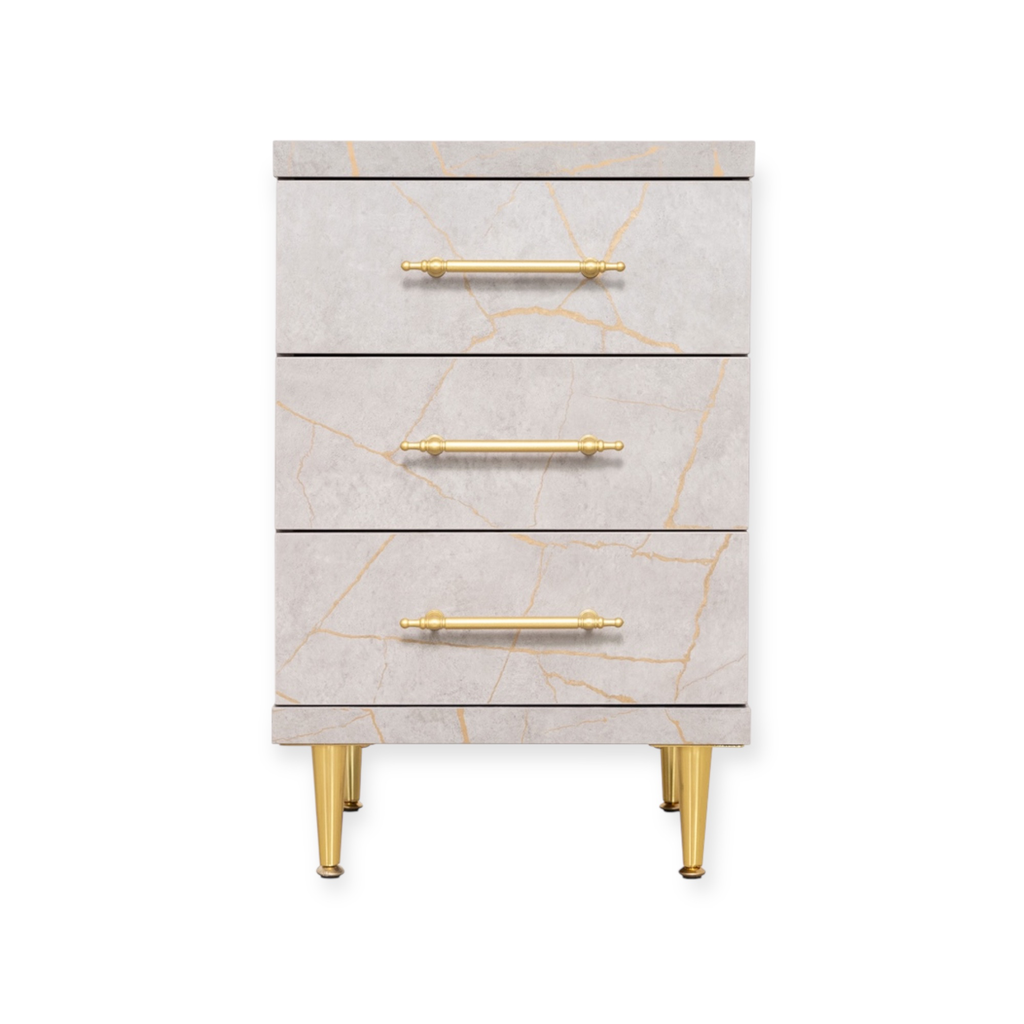 Cabinet ST-19 | 3-Drawer Storage Unit with Elegant Gold Accents | Colour 8034-1