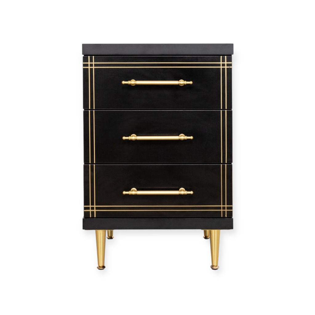 Cabinet ST-19 Black | 3- Drawer Storage Unit with Sleek Black Finish