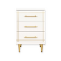 Cabinet ST-19 | 3-Drawer White Storage Unit with Gold Accents