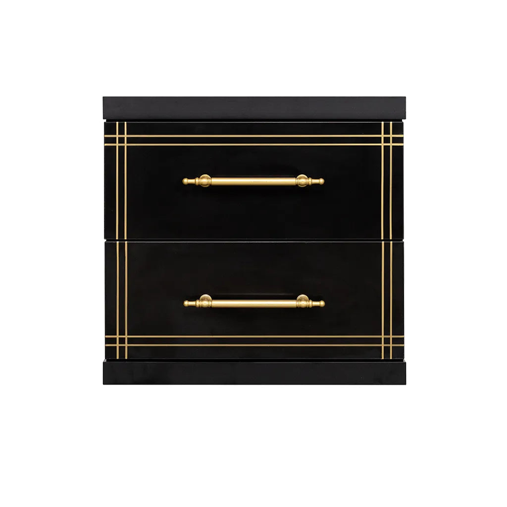 Cabinet ST-20 Black | 2- Drawer Storage Unit with Gold Accents
