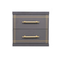 Cabinet ST-20 | Grey | 2- Drawer Storage Unit with Gold Accents