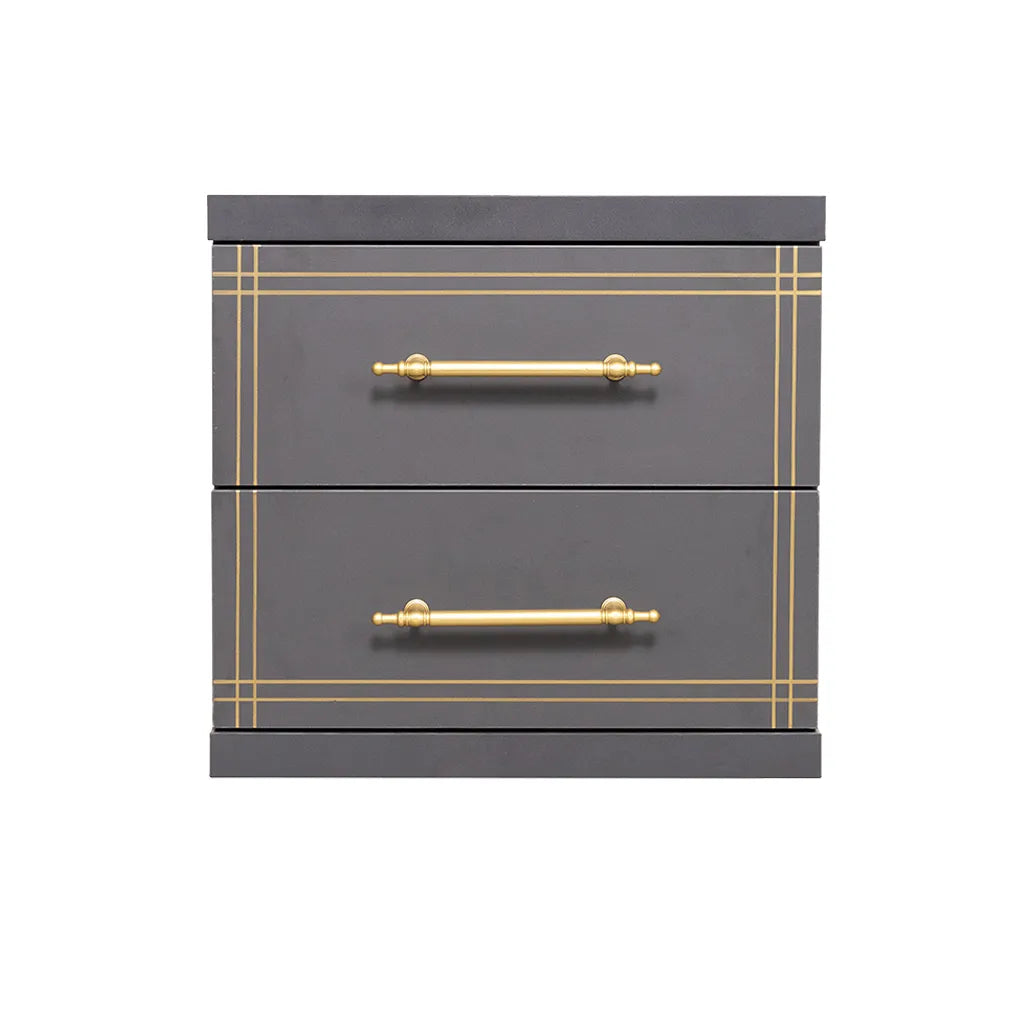 Cabinet ST-20 | Grey | 2- Drawer Storage Unit with Gold Accents