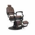 Sillón de barbero FR-58038-A3 negro mate respaldo cuadrado Seattle Marrón (005)