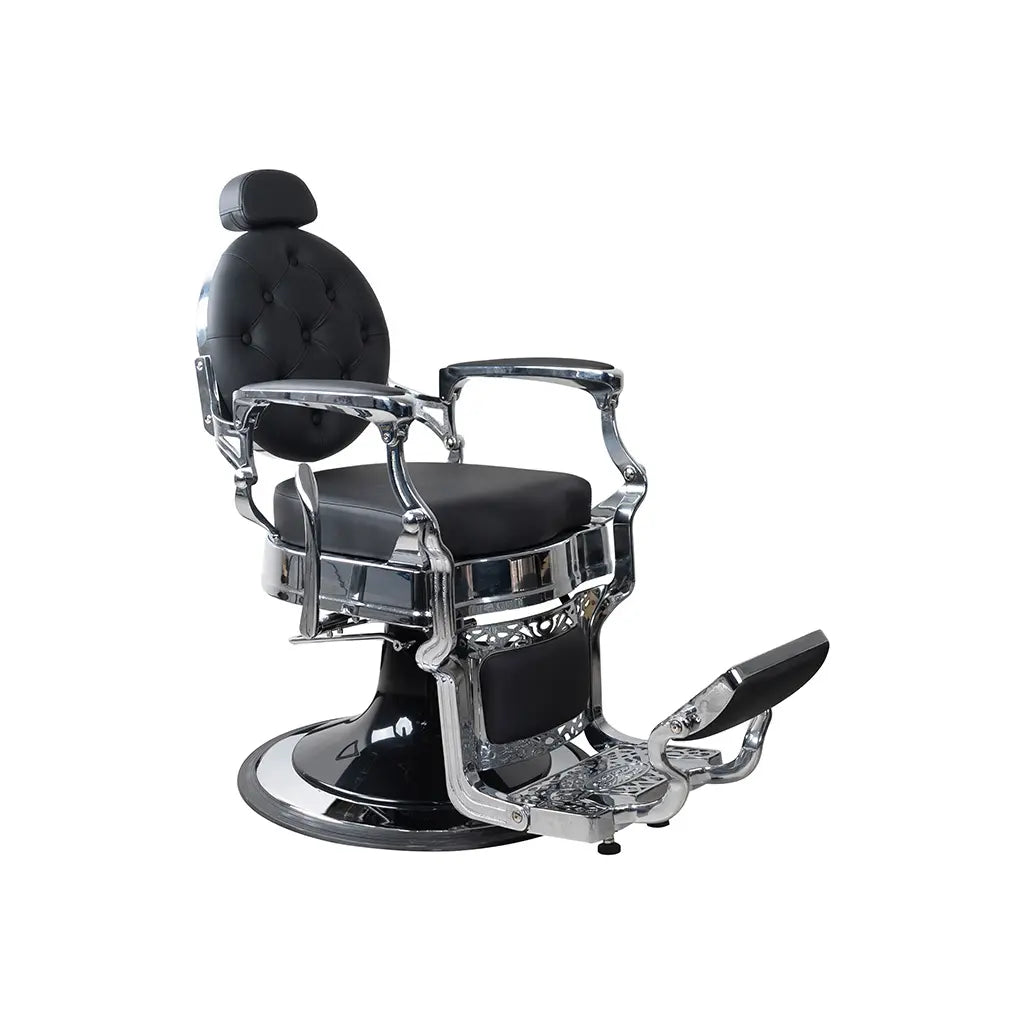 Silver Chrome Barber Chair | FR ‑ 58014 ‑ HC | Antwerp Black (004)